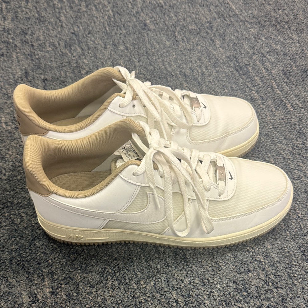 Nike Air Force One White and Tan Sneakers - Men’s Size 10